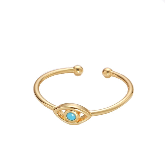 14K Gold Vermeil Dainty Turquoise Evil Eye Ring