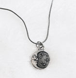 Waning Crescent Moon and Stars Necklace