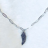 Angel Wing Silver Paperclip Necklace