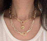 14K Gold-Filled Textured Paperclip Necklace - Vibes Jewelry