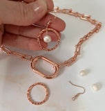 14K Rose Gold-plated Hoop and Pearls Earrings