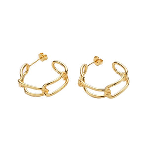 24K Gold Vermeil Link Hoop Earrings